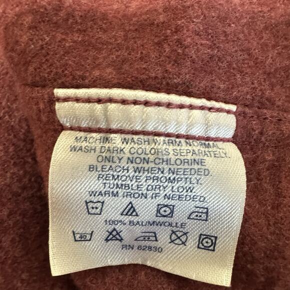 Lands End Flannel Shirt Mens XL Solid Burgundy Chamois Cloth Brushed Outdoor - Picture 10 of 11